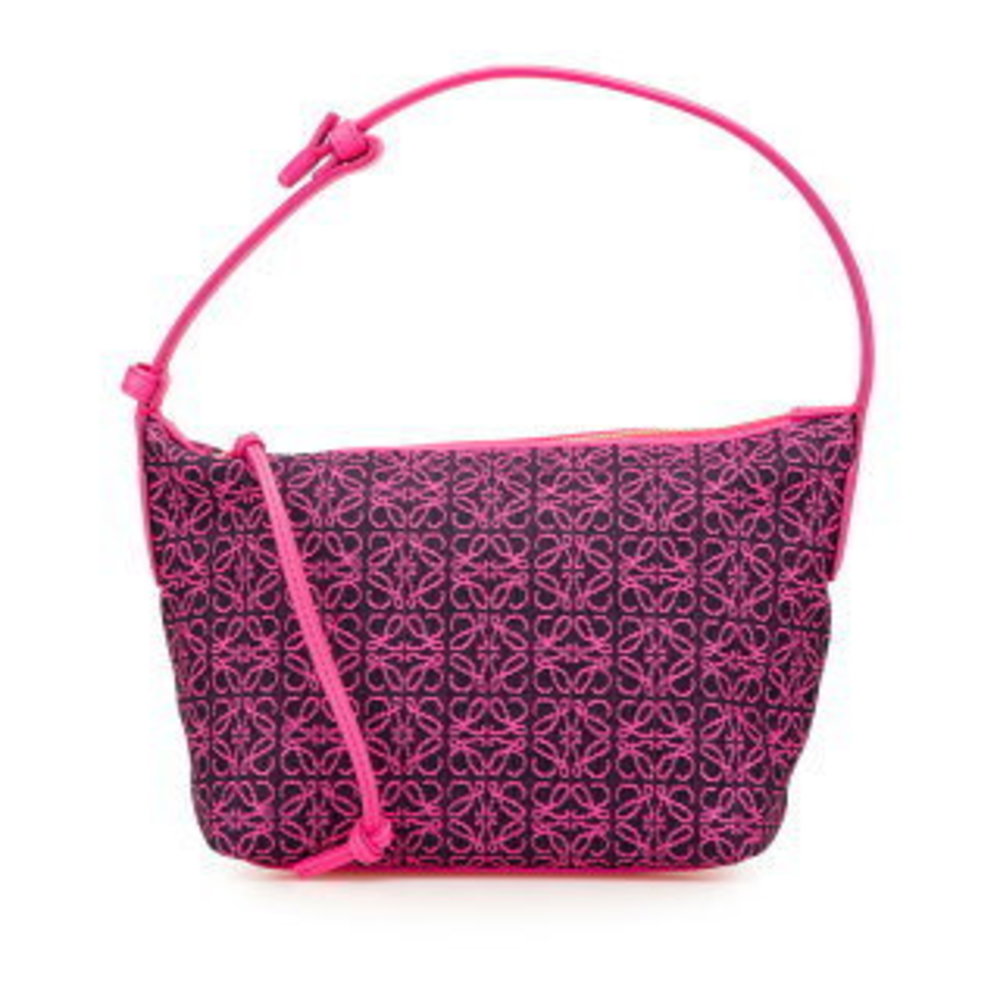 LOEWE Anagram Cubby Bag Handbag Neon Pink Leather Jacquard